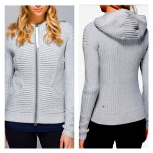 Lululemon Embrace Hoodie Ribbed Knit Gray Sweater Jacket in size 4